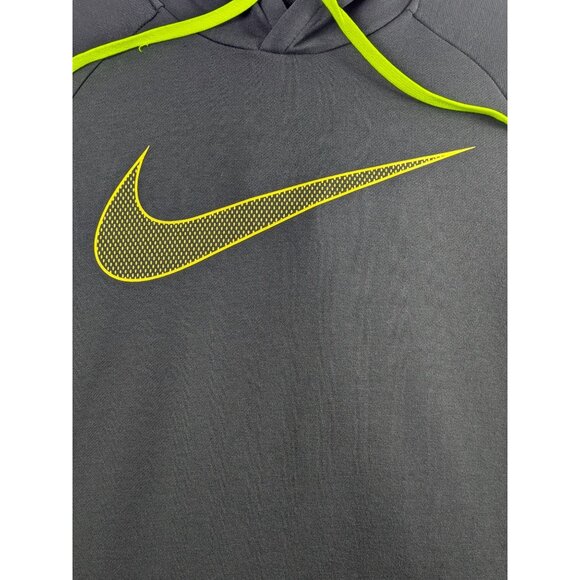 Nike Dri-Fit Hoodie Pullover Mens Large Green Neon Yellow Swoosh Front Pocket - Picture 5 of 13